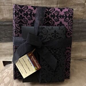 Recollections Purple Black Damask Flocked Velvet Photo Album Gift Set 2pc 4x6